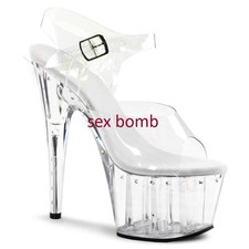 SEXY sandali clear plateau STRASS tacco spillo 18 dal 35 al 42 fashion GLAMOUR !