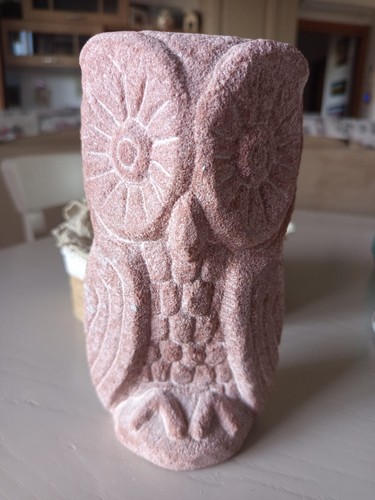 Scultura gufo pietra rosa - gufo,