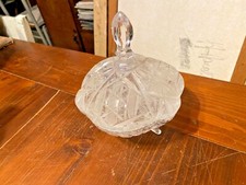 PORTA CARAMELLE CON COPERCHIO VINTAGE IN VETRO LAVORATO