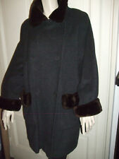 CAPPOTTO LODEN FUR PELLICCIA ECOLOGICA PELZ  PURA LANA CASHMERE GRIGIO FUMO 52
