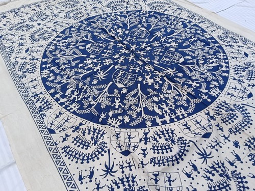 Copriletto indiano blu - , bianco