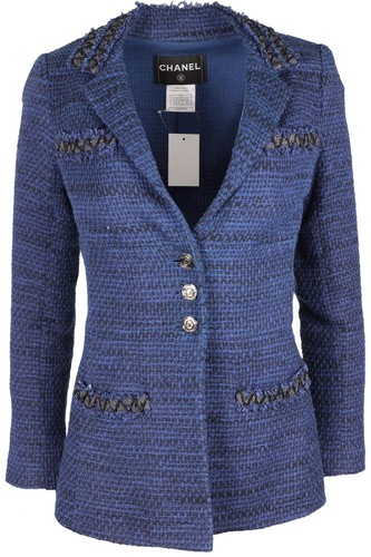 Giacca tweed chanel blu 2009 - giacca,