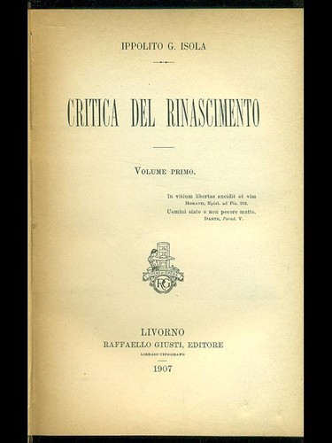 Critica del rinascimento vol - del,