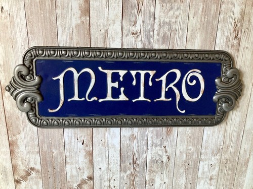 Blue metro sign plaque - metro, paris