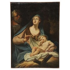 Sacra famiglia dipinto olio su