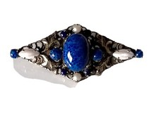Spilla vintage Lapislazzuli e perle 