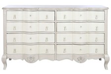 Cassettiera provenzale cassettone romantico legno bianco beige avorio155x52H90