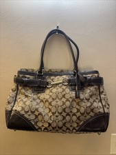 Borsa a tracolla Coach Hamptons marrone pelle cachi media con cintura Y2K vintage!