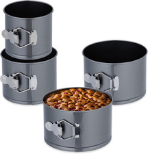 Set 4 Teglie Forno Rotonde per Dolci, Ø 12, 14, 16, 18 Cm, Acciaio Inox, Stampo 