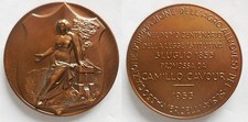 medalla centenaria ley Camillo Cavour 1953 Vercelli