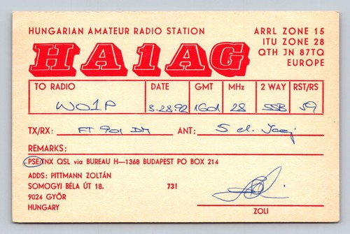 Ham radio qsl ha1ag ungheria - ham,