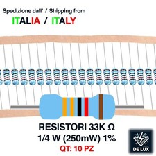 10 PZ PEZZI RESISTORE RESISTENZA 33K Ω OHM - 1% - 1/4W (250mW) - PRECISIONE