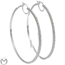 Orecchini in oro bianco 18 Kt 750 cerchio grandi zirconi -948/ST-