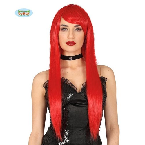 Parrucca rossa lunga liscia - rossa,