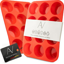 AVANA Teglia per Muffin Di Silicone Privo-Bpa Formina Stampo Dolci Forma - Rosso