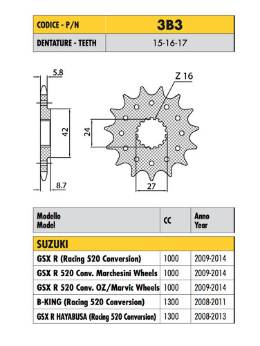 3b3 pignone passo - -, suzuki