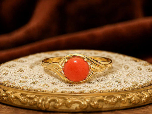 Anello corallo lega ottone - corallo,,