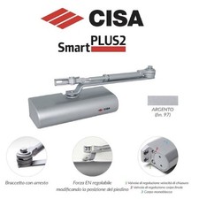Chiudiporta aereo Cisa grigio alluminio Smart Plus 2 c1416 chiudipora automatico