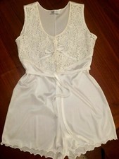 TUTINA/PIGIAMA IN RASO E PIZZO BIANCO