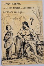 MUSSOLINI  LUIGI BOMPARD (1879 – 1953)  TAVOLA ORIGINAL SATIRA MANGANELLO