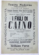 Teatro Moderno di Torre Annunziata - Locandina dramma I figli di Caino - 1912