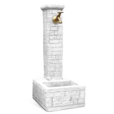 Fontana Da Giardino Effetto Pietra In Cemento Bianca 30x41x75 Iglesias KAM