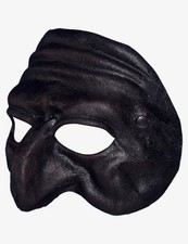 Pulcinella Nero In Pelle - Maschera Veneziana Originale Artigianale