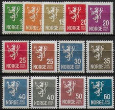 1926-29 Norvegia Rampant lion 13v. MNH Unificato n. 112/23