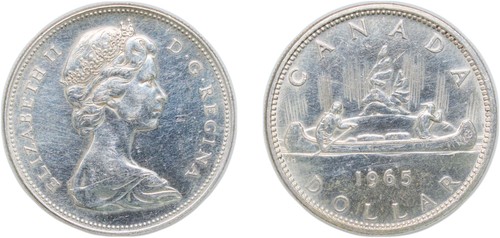 Canada 1965 dollar silver - canada, 1