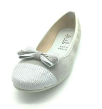 SCARPA DA BAMBINA BALLERINA 30 31 IN PELLE GRIGIO USATO PER FOTO MADE IN ITALY