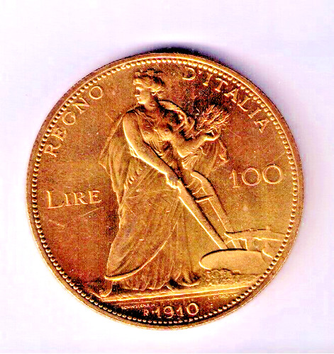 100 lire oro - oro, "aratrice"
