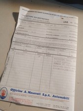 Maserati Chrysler Turbo Convertible  PROTOTIPO , 1986s original invoice MASERATI