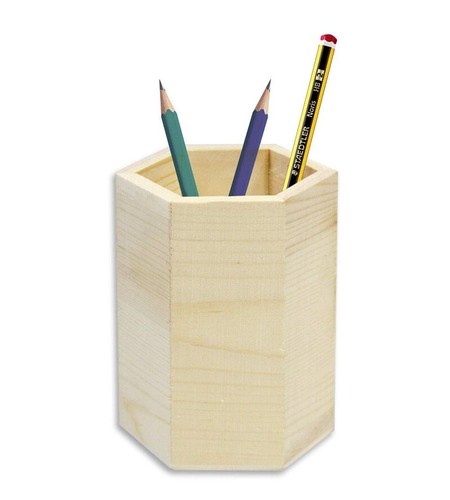 Portapenna esagonale legno - portapenna, in