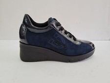 Donna Serena Scarpe Donna con Zeppa e Lacci - BLU (Blue)