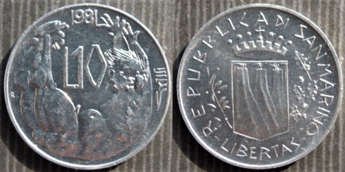 San marino 10 lire 1981 - #,