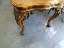 TAVOLO ANTICO LEGNO MASSELLO CON BORDI E GAMBE INTARSIATI