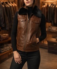 Gilet pelle marrone da - gilet, in