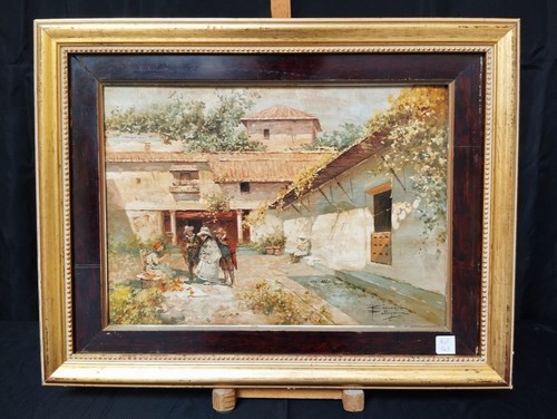 Oil painting with peaople - oil,