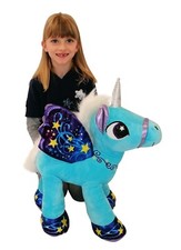 Unicorno 50 cm Grande Peluche in Piedi Pony Cavallo Blu per Bambini Ragazzi 