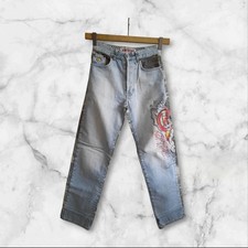 Energie Vintage 80 90 Graffiti Denim Baggy Rare Double Knee 