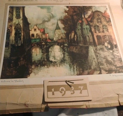 Stampa calendario 1937 - , vintage