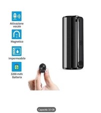 Registratore Vocale Magnetico 32 GB con Attivazione Vocale e Riduzione Rumore