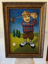 Dipinto di un golfista firmato MALVA nell'angolo in basso a sinistra. Incorniciato.