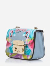FURLA - Mini borsa donna blu con stampa fenicottero Metropolis