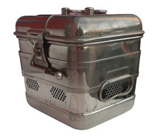 STERILIZZATORE MEDICO PER SIRINGHE O UTENSILI CON SIRINGHE IN VETRO ANNI 80