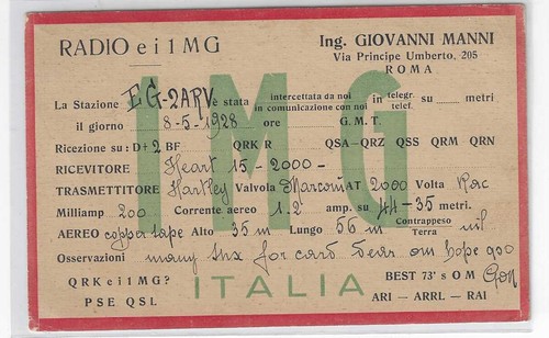 Scheda radio qsl 1928 - scheda,