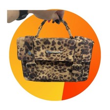 River Island - Borsa a tracolla piccola leopardata 6 x 9 pollici stile fibbie a catena