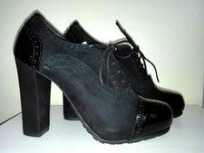 scarpe donna nero GUIDOTTI n.36 tacco pelle vernice francesine artigianali