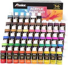 Set Di Colori Acrilici, 56 Colori X 60 Ml, Finitura Opaca, Impermeabili, Pigment