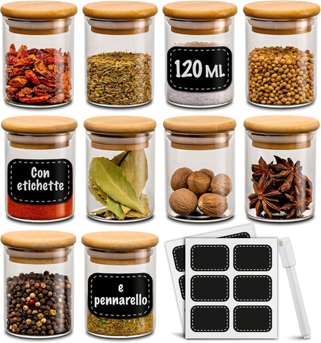 10pcs barattoli spezie vetro - 10pcs,